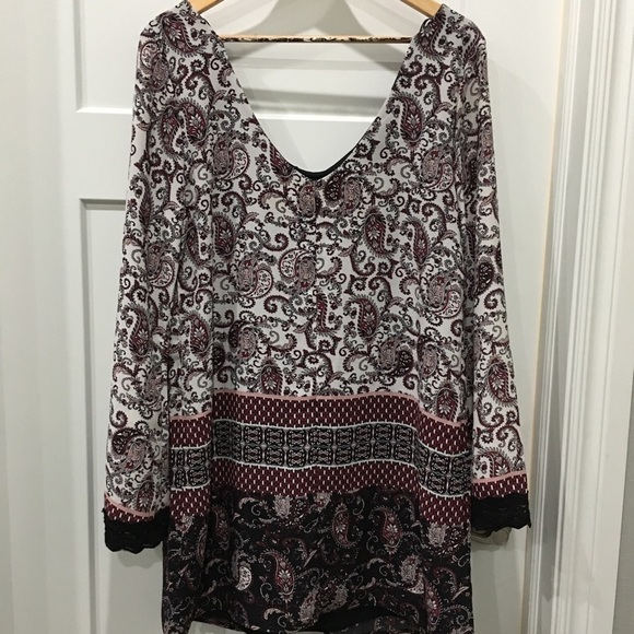 BLUE Rain Francesca’s paisley shift dress size large - Picture 7 of 9